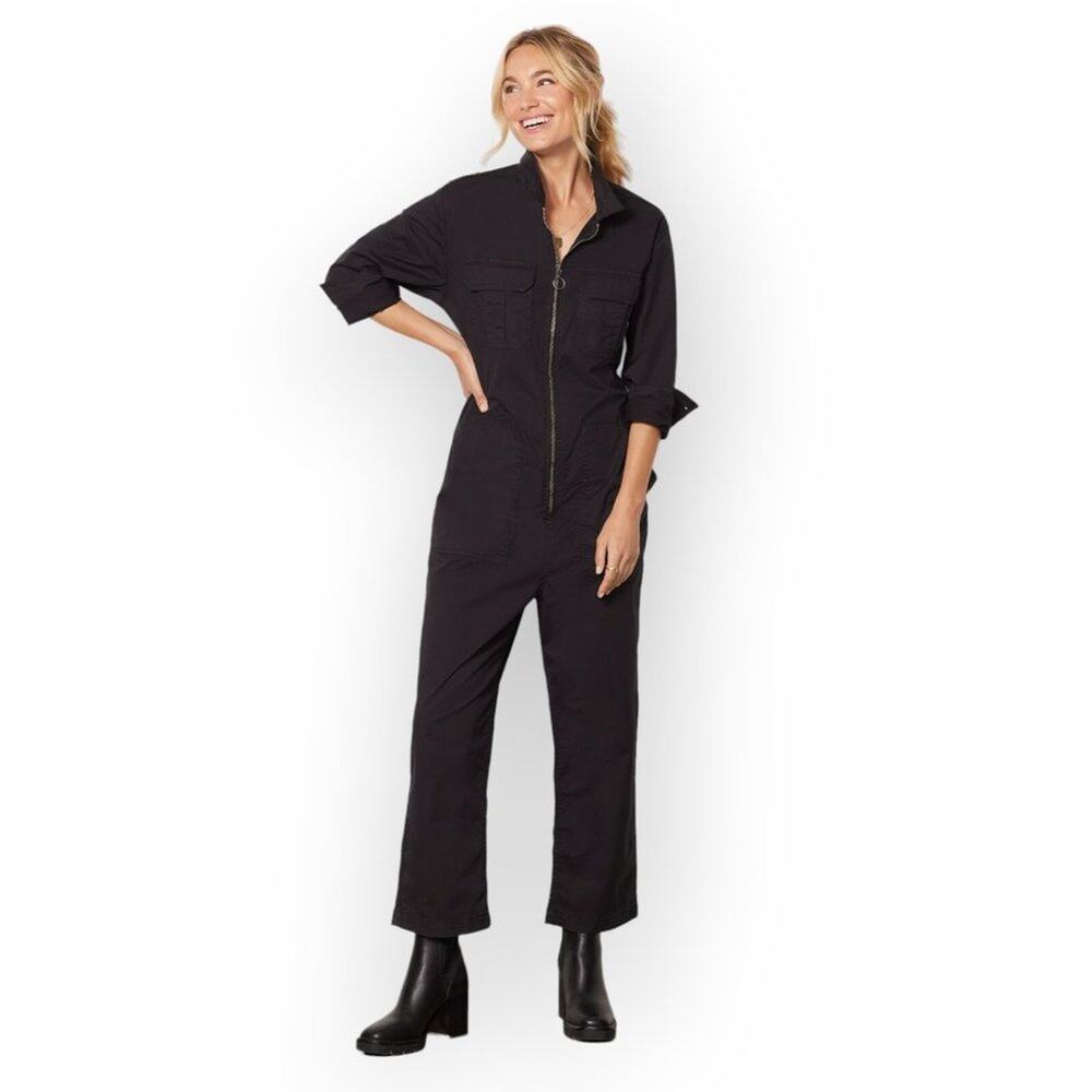 Pistola Olivia Long Sleeve Jumpsuit SIZE XS Fade to Black Zip Crop Utility NWT